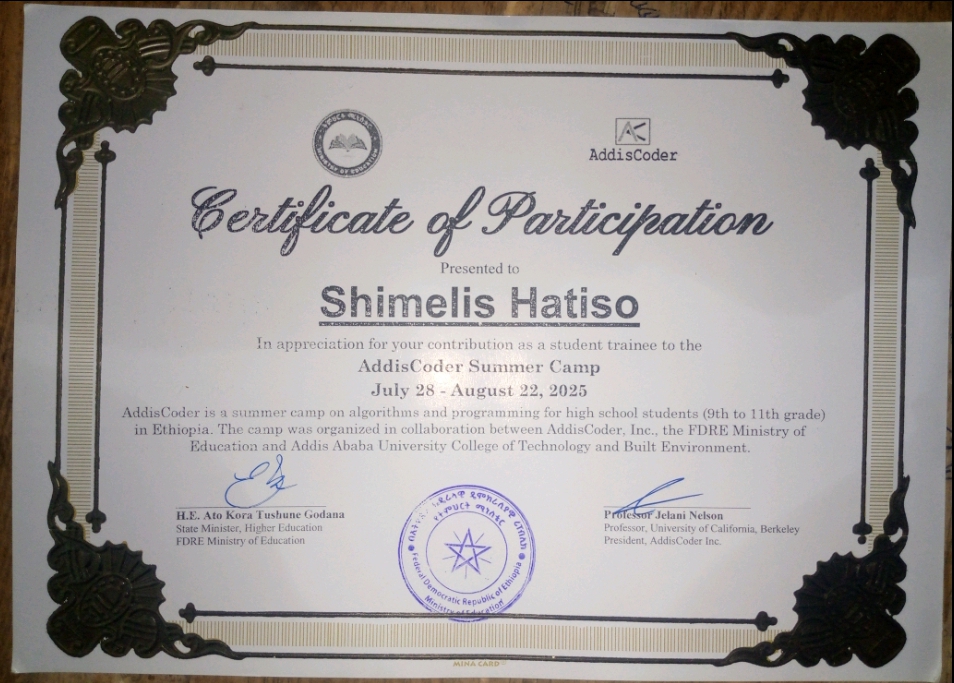 AddisCoder Certificate